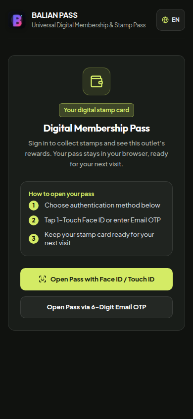 Kartu Member Pelanggan Balian Pass