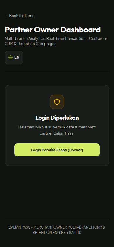 Dashboard Pemilik Balian Pass